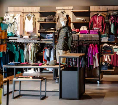 Magasin textile avec podium