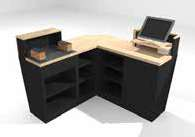 Caisse angle avec rangements 3D