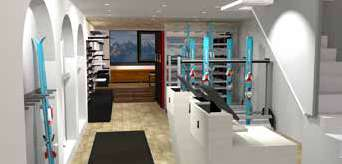 Vue 3D magasin de ski classique